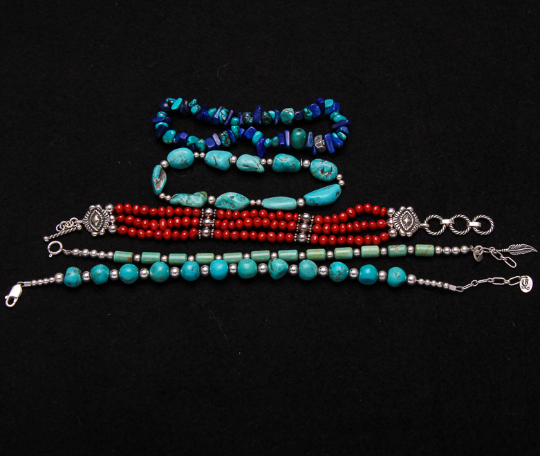 Assortment of Sterling Silver Beaded Bracelets