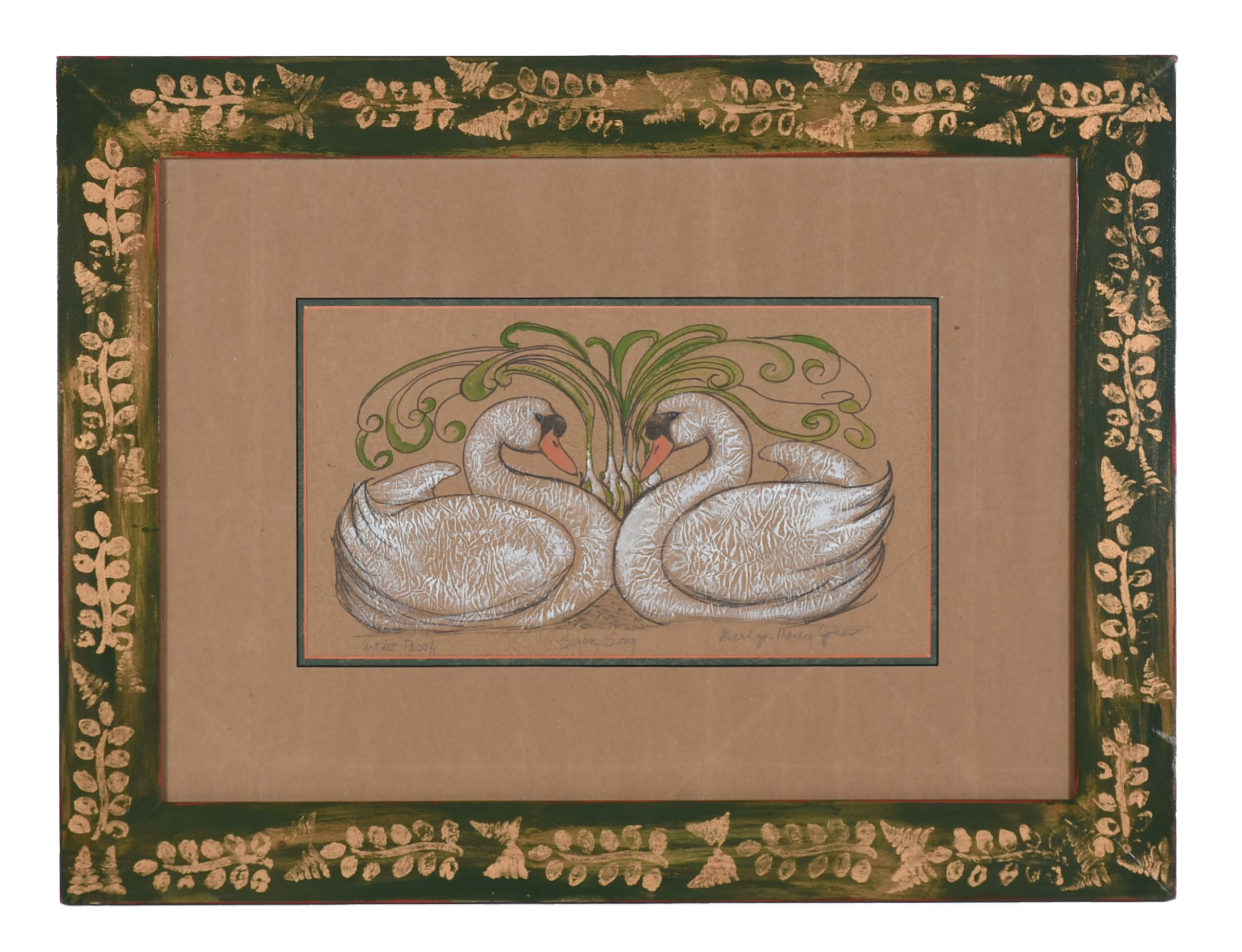 Signed Merlyn Morey Jones Mixed Media "Swan Song"