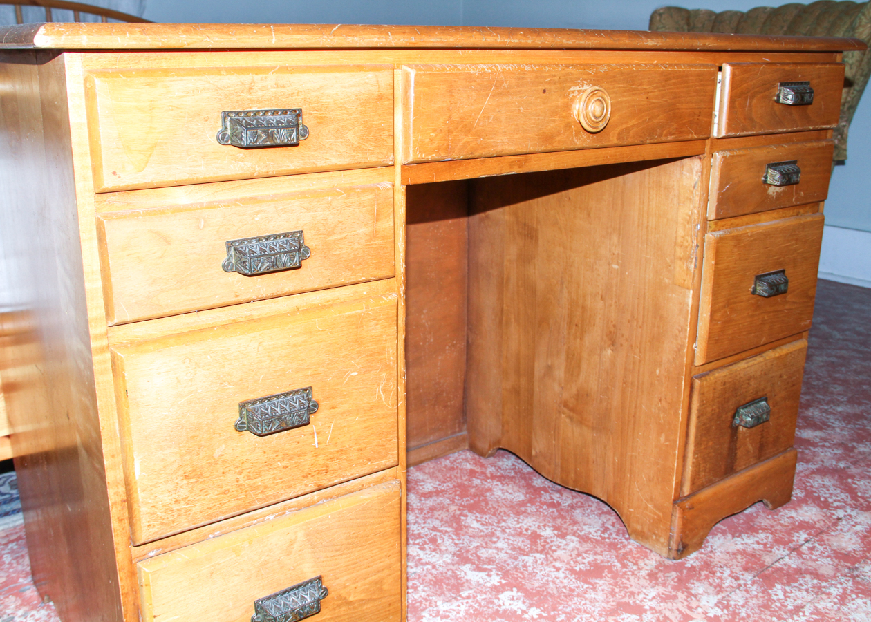 Vintage Birch Desk and PIne Chair