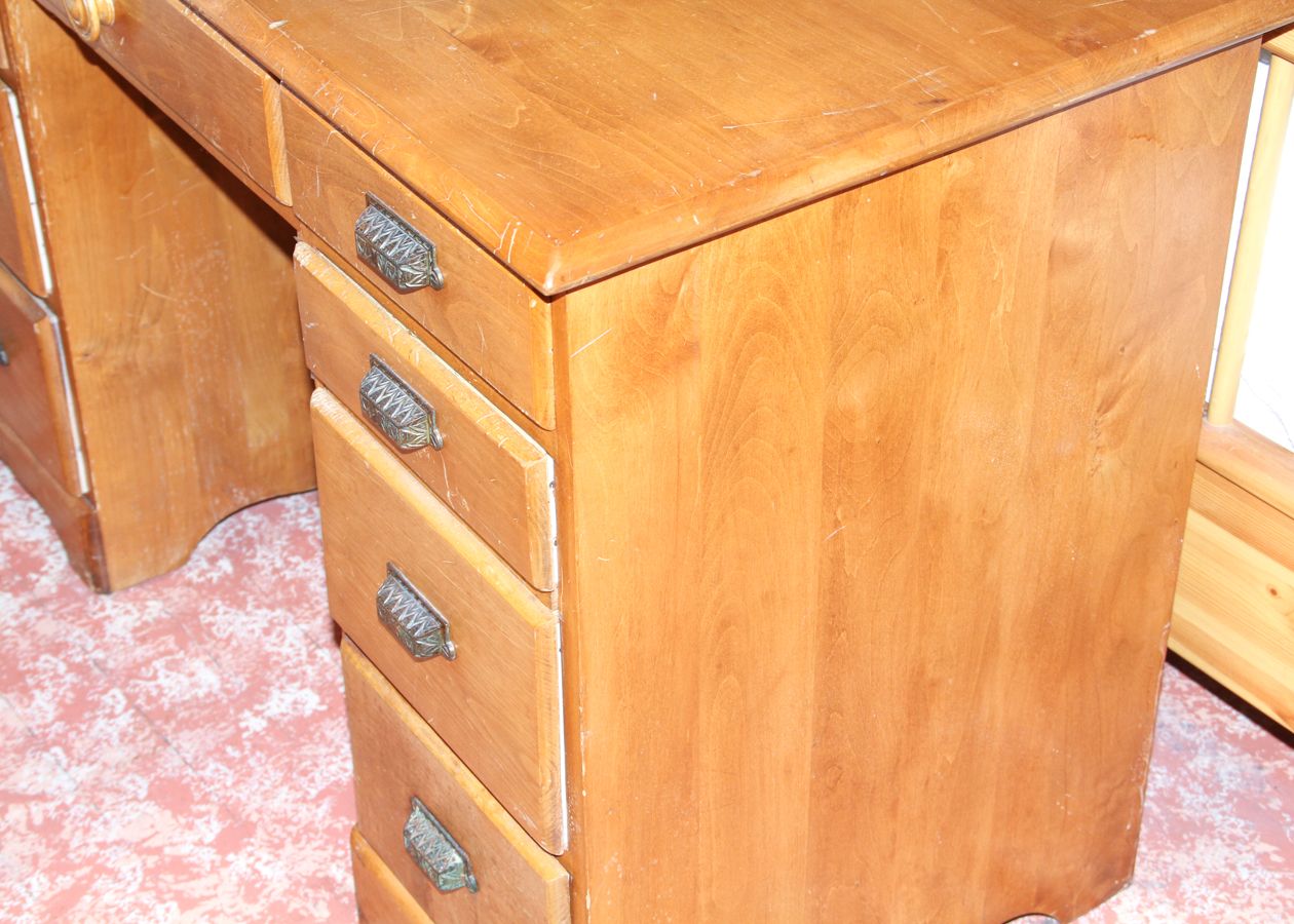 Vintage Birch Desk and PIne Chair