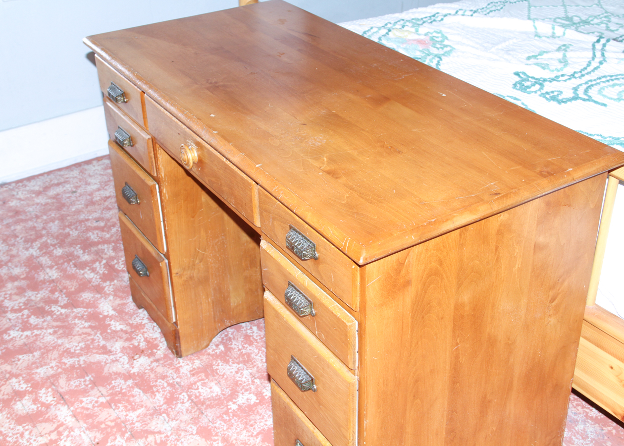 Vintage Birch Desk and PIne Chair