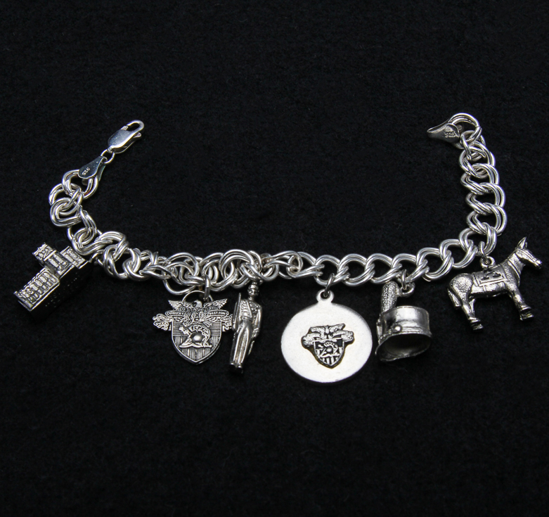 Sterling Silver Military Charm Bracelet