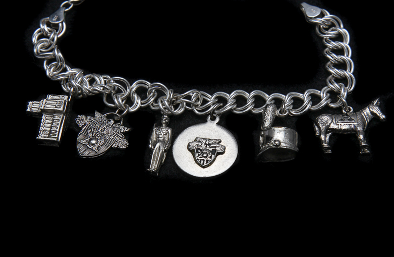 Sterling Silver Military Charm Bracelet