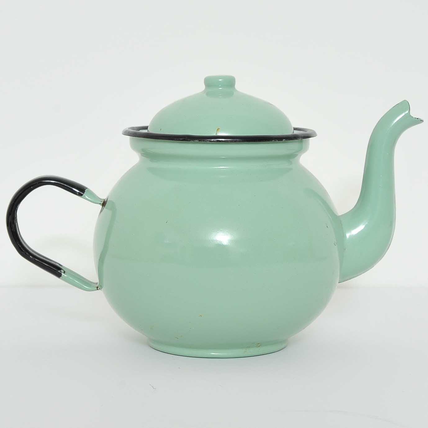 Vintage Polish Painted Metal Teapot