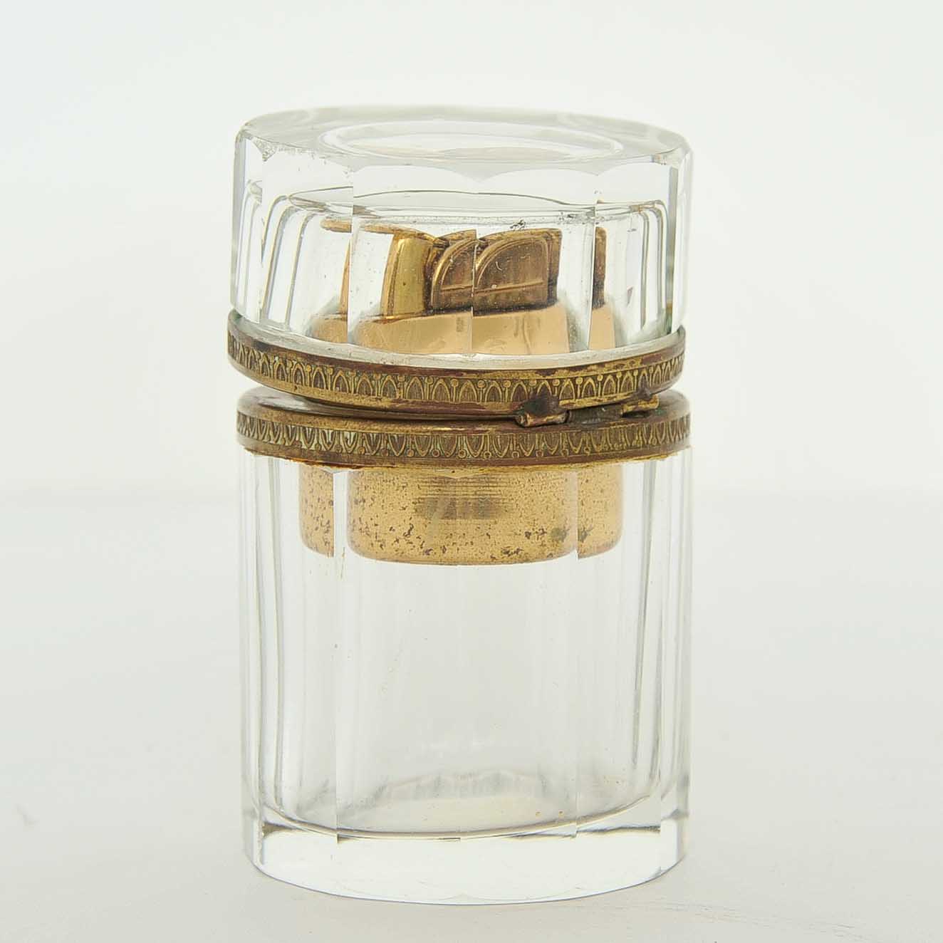 Vintage Crystal and Brass Table Lighter