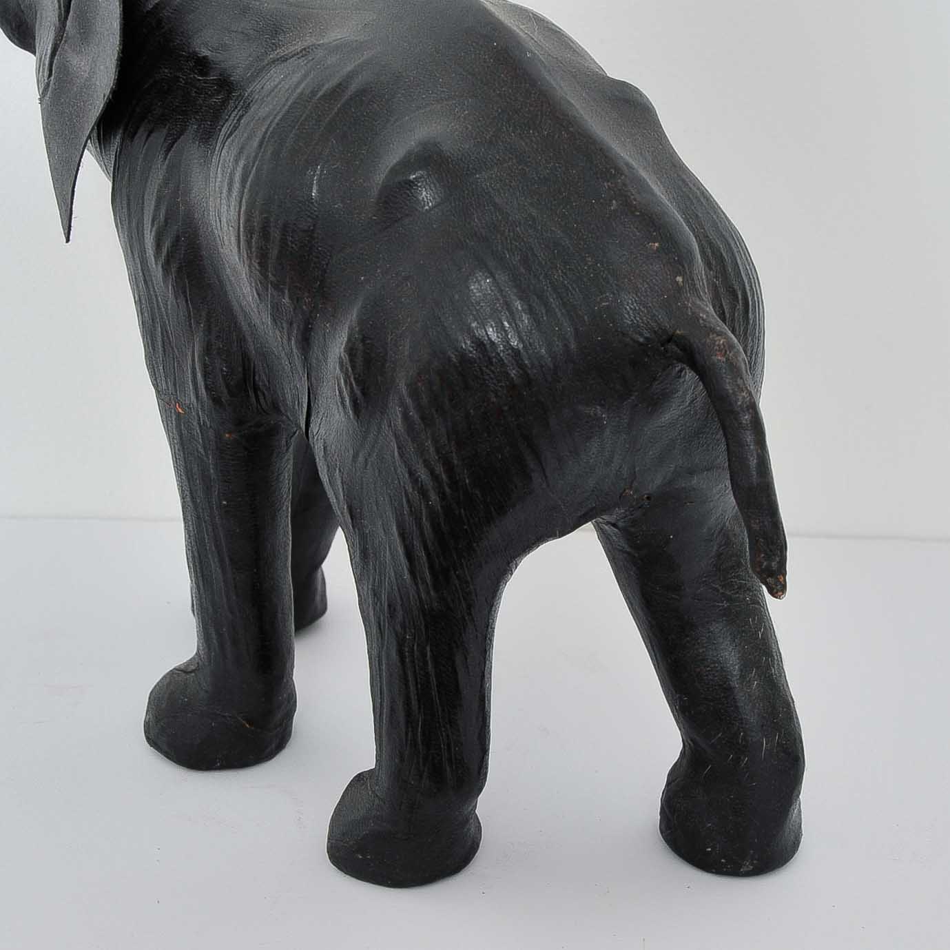 Leather Wrapped Elephant Figurine with Indian Embroideries