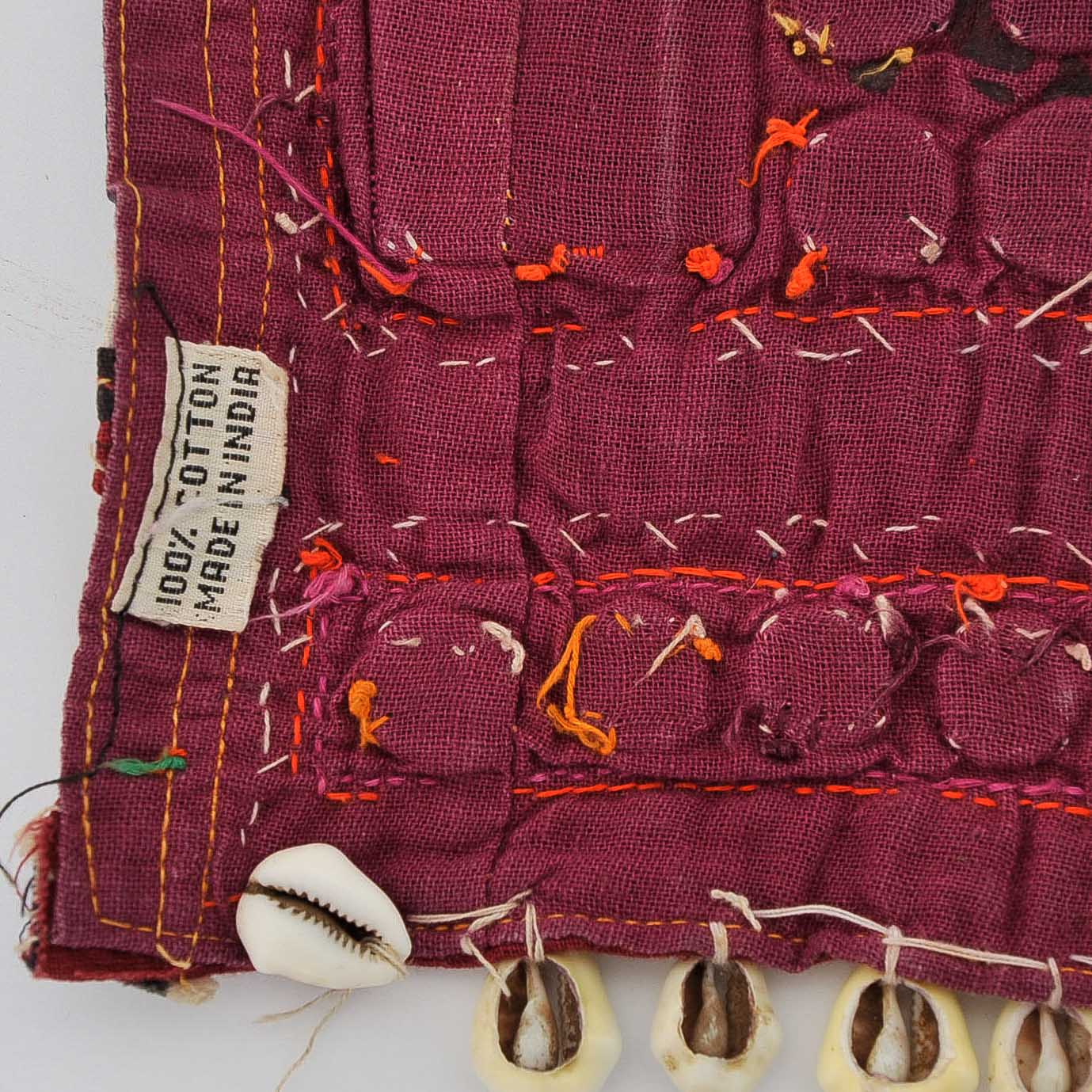 Leather Wrapped Elephant Figurine with Indian Embroideries