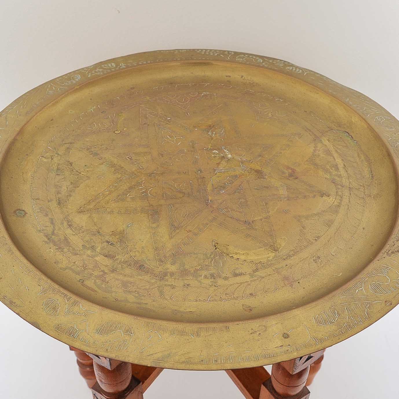 Moroccan Brass Tray Table