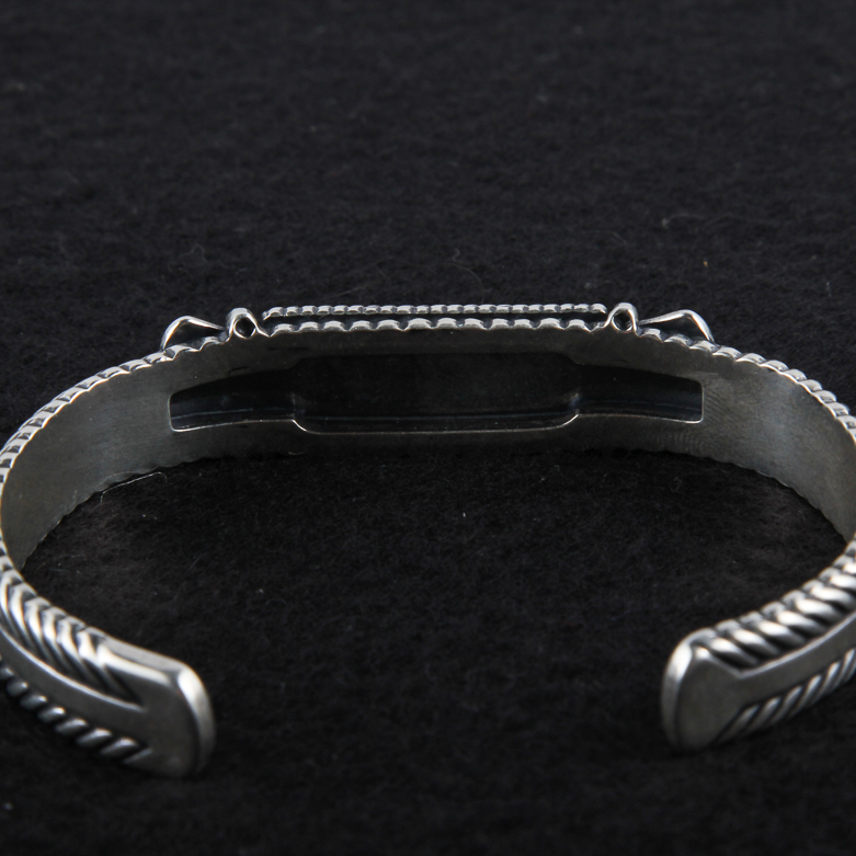 Sterling Silver and Synthetic Blue Stone Cuff Bracelet