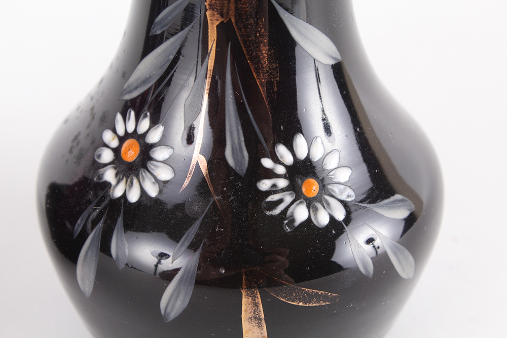 Hand-Blown and Hand-Painted Amethyst Glass Vases