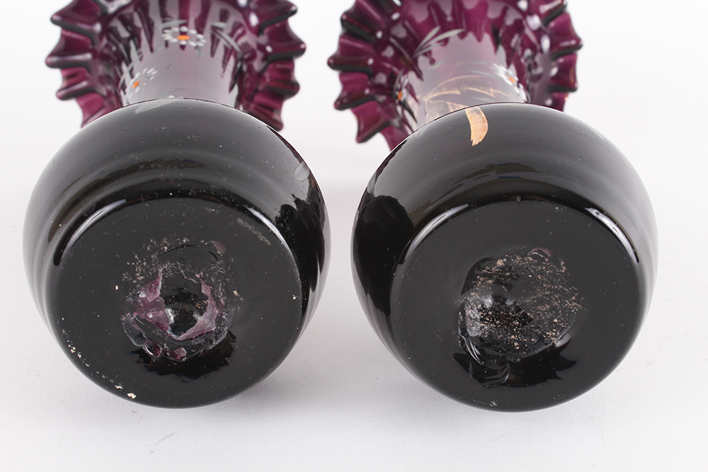 Hand-Blown and Hand-Painted Amethyst Glass Vases