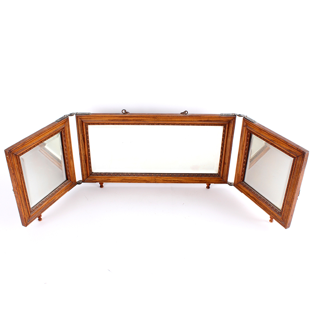 Vintage Folding Mirror with Standing and Mounting Capabilities