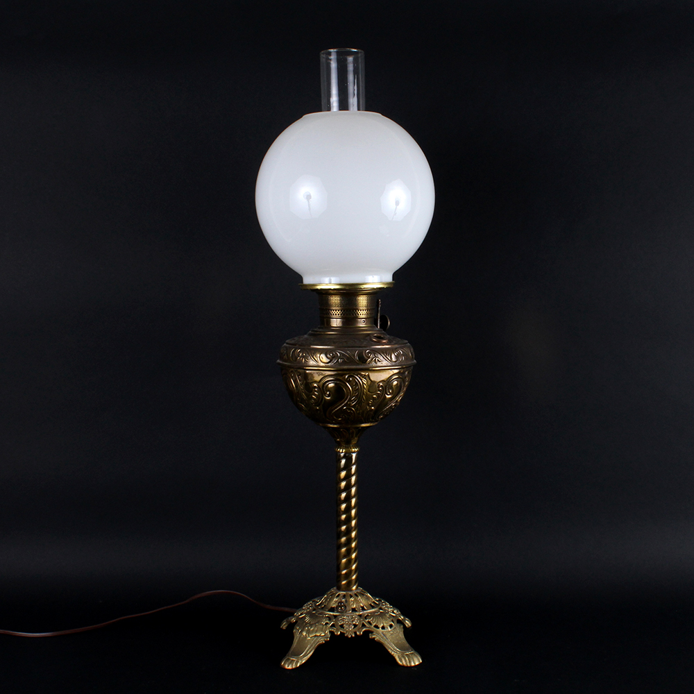 Early 20th Century Cast Metal Hurricane Lamp