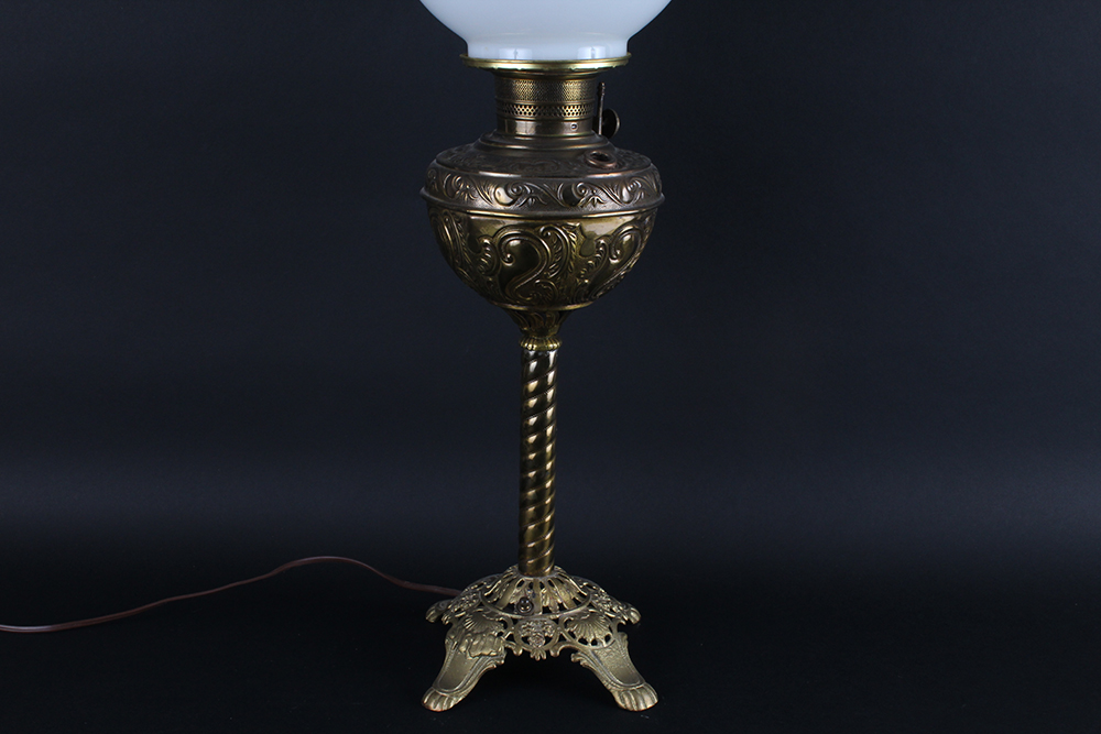Early 20th Century Cast Metal Hurricane Lamp