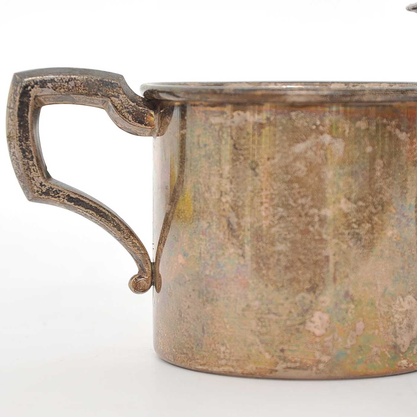 Vintage Silver-Tone Teapot and Sterling Cup