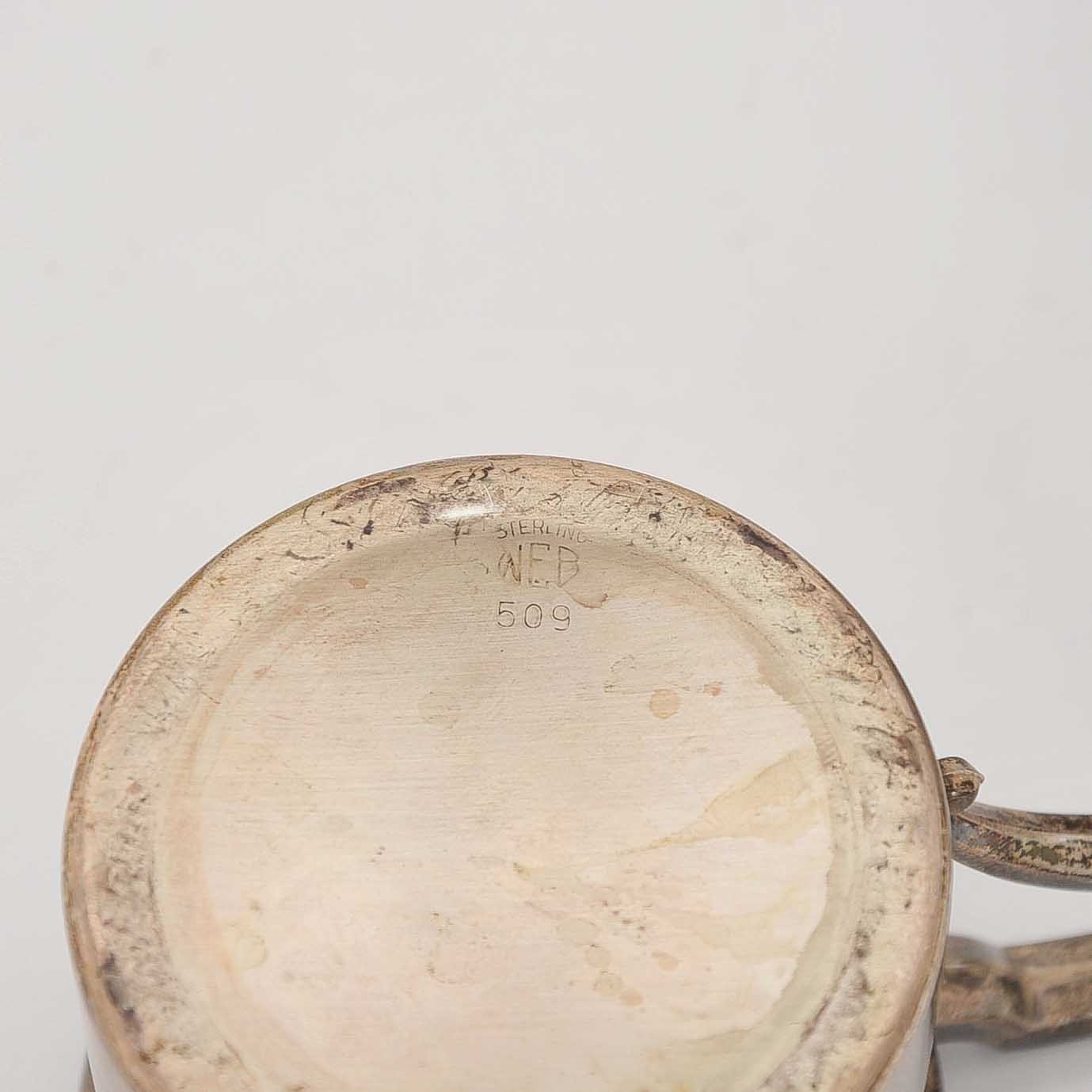 Vintage Silver-Tone Teapot and Sterling Cup