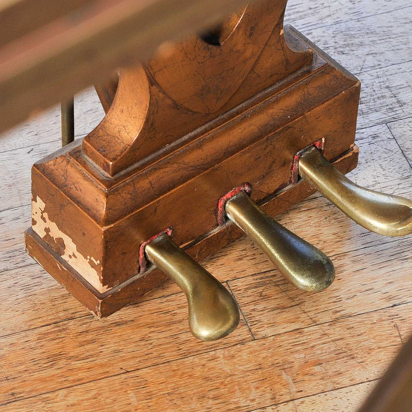 Gold Leaf Finished Baby Grand Piano and Bench