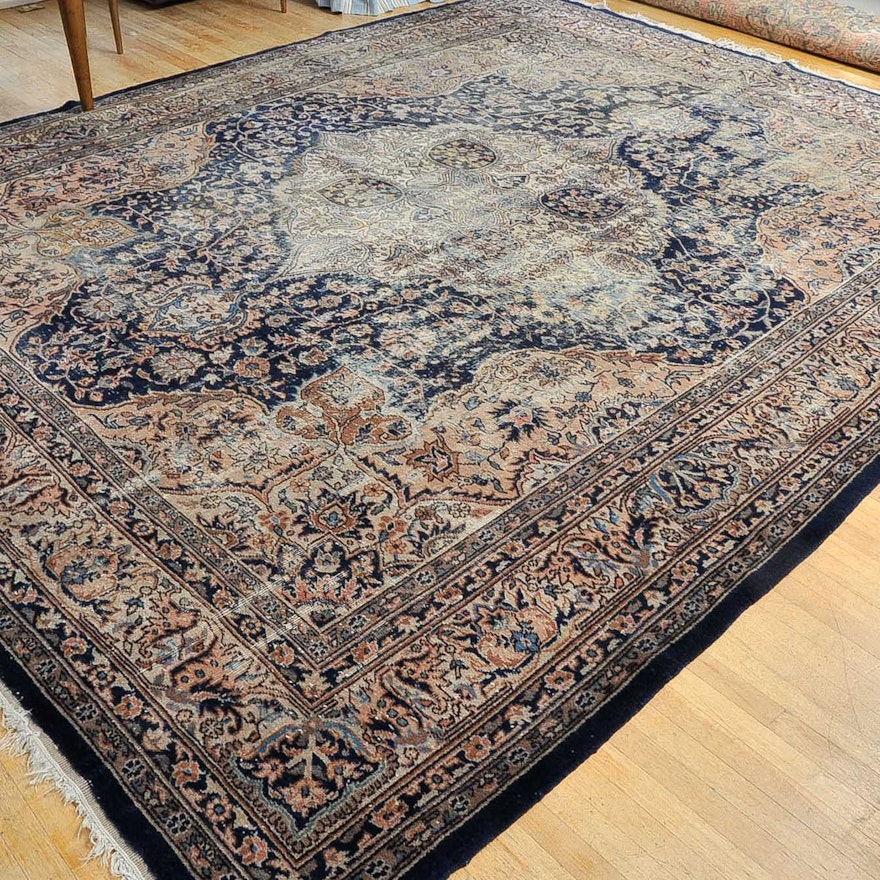 Semi Antique Hand Woven Kashan-Style Area Rug