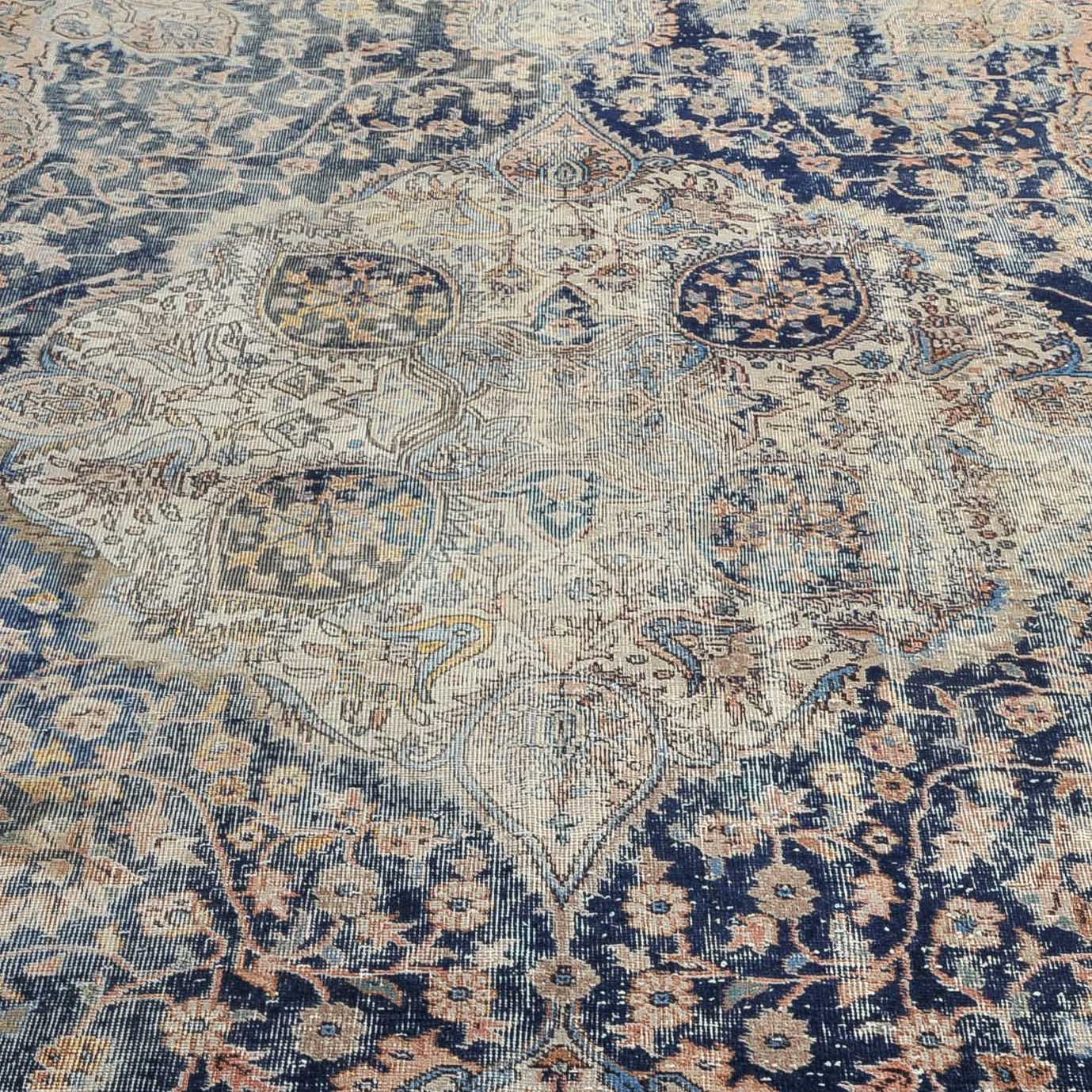 Semi Antique Hand Woven Kashan-Style Area Rug