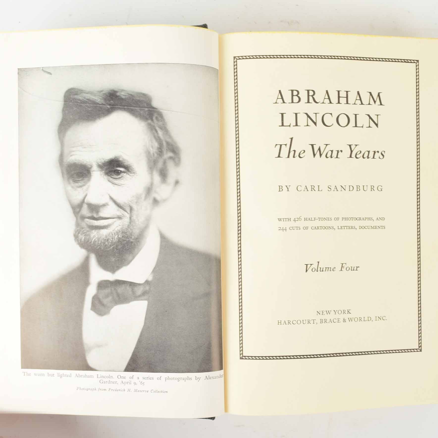 Four Volumes of "Abraham Lincoln, The War Years" by Carl Sandburg, 1939