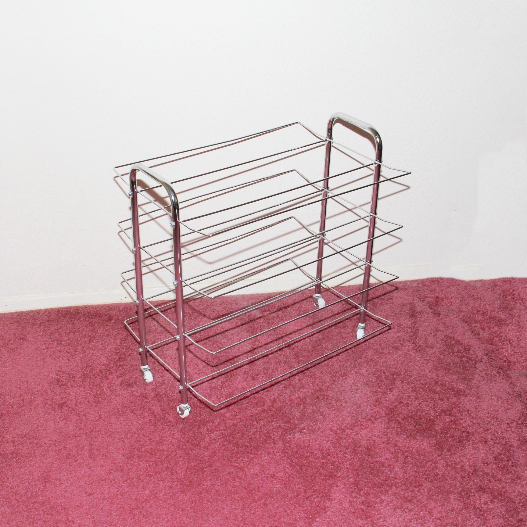 Vintage Silver-Tone Metal Shoe Rack