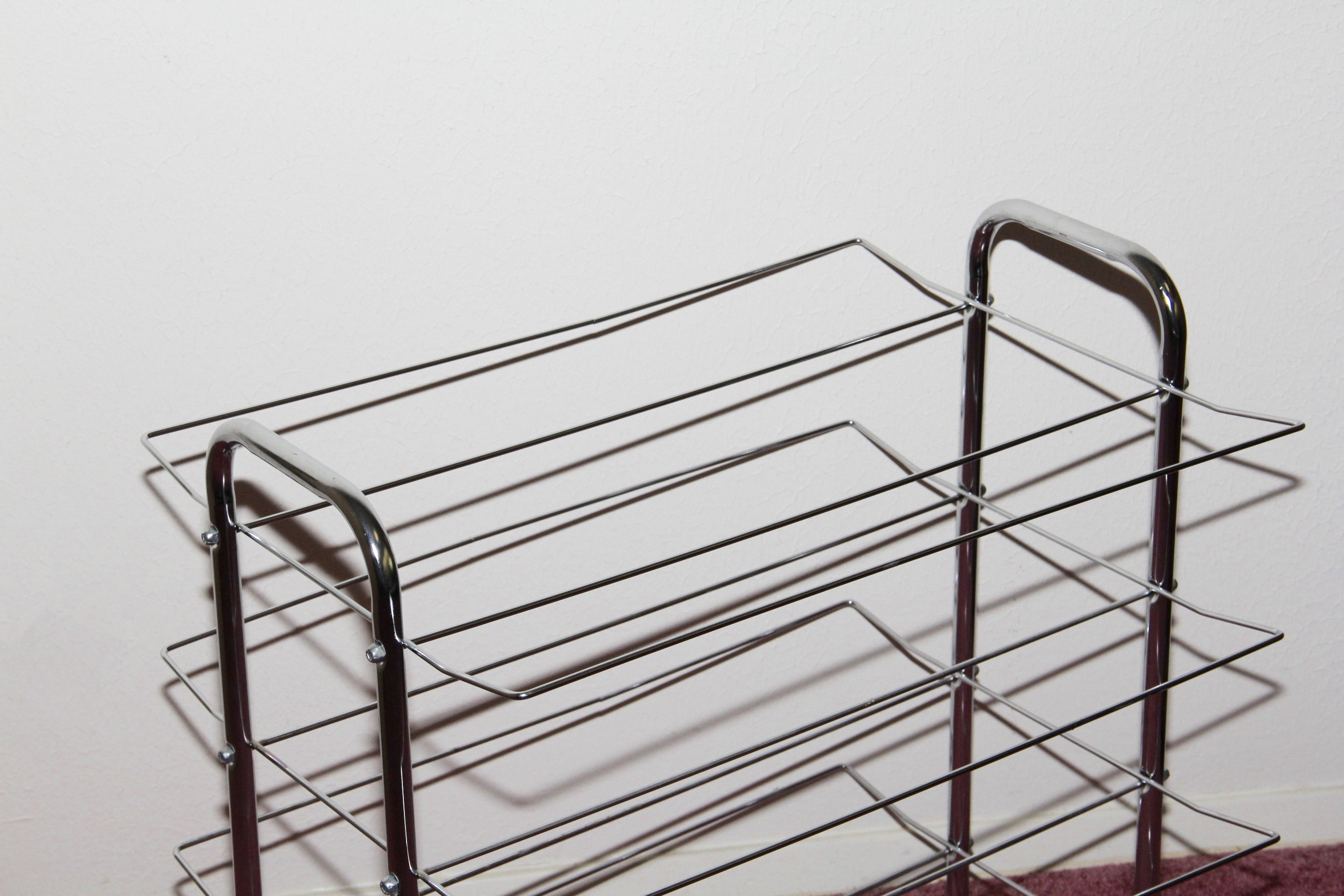 Vintage Silver-Tone Metal Shoe Rack