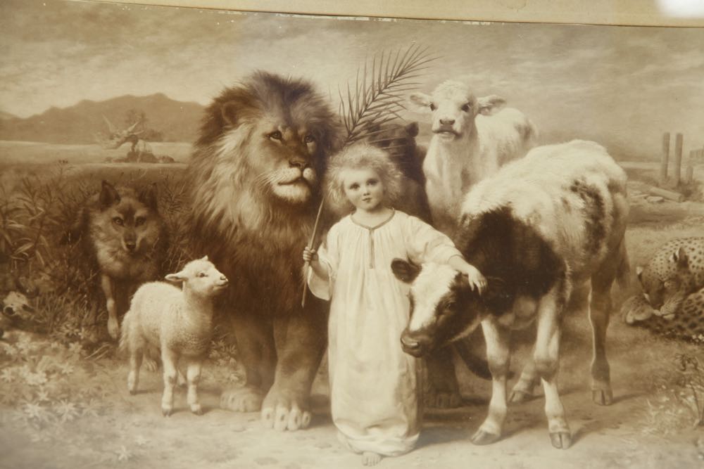 Antique Framed Reproduction Print of "Peace" by William Strutt 1896