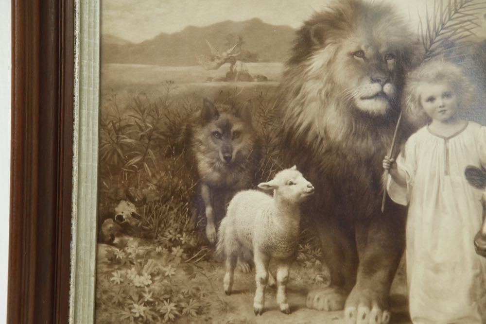 Antique Framed Reproduction Print of "Peace" by William Strutt 1896