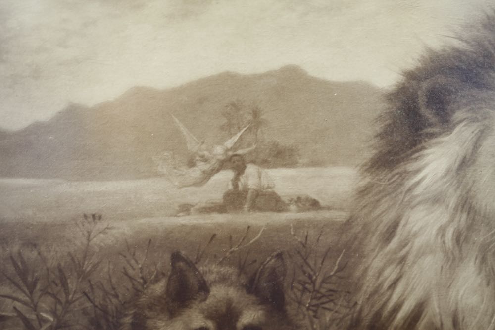 Antique Framed Reproduction Print of "Peace" by William Strutt 1896