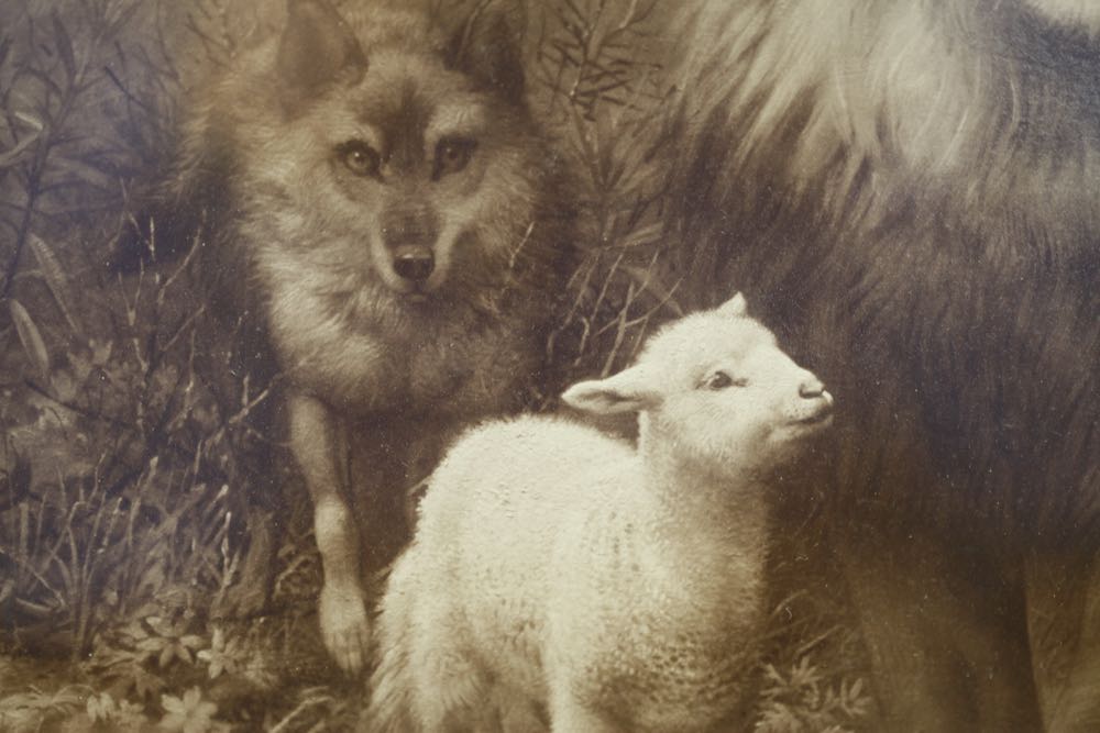 Antique Framed Reproduction Print of "Peace" by William Strutt 1896