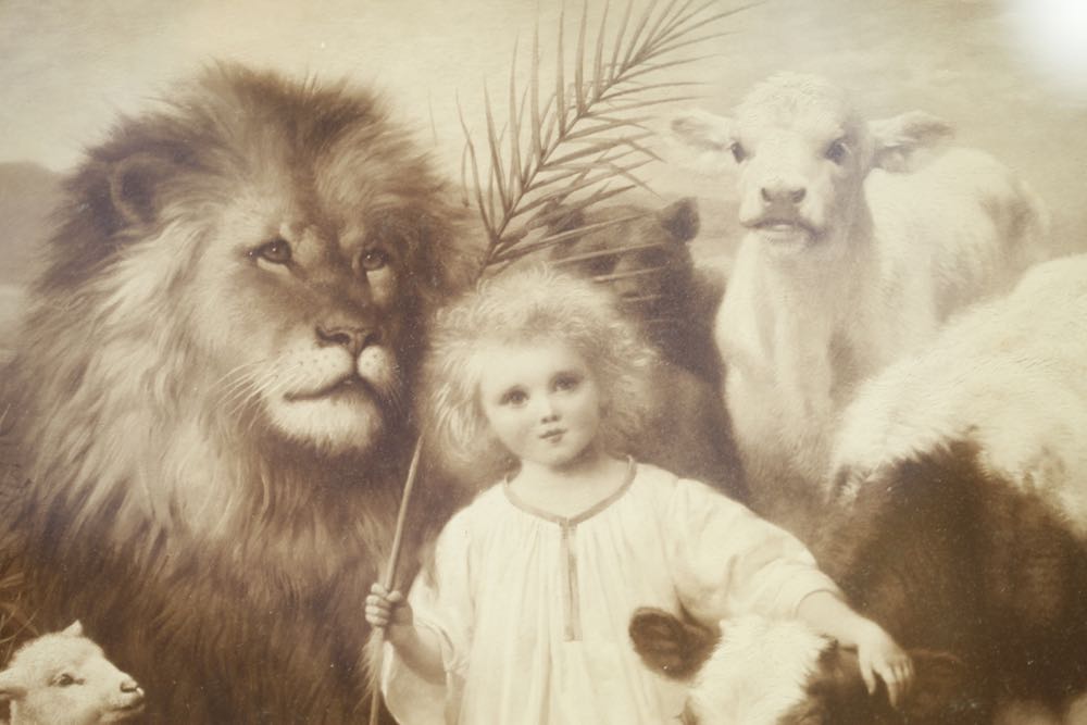 Antique Framed Reproduction Print of "Peace" by William Strutt 1896