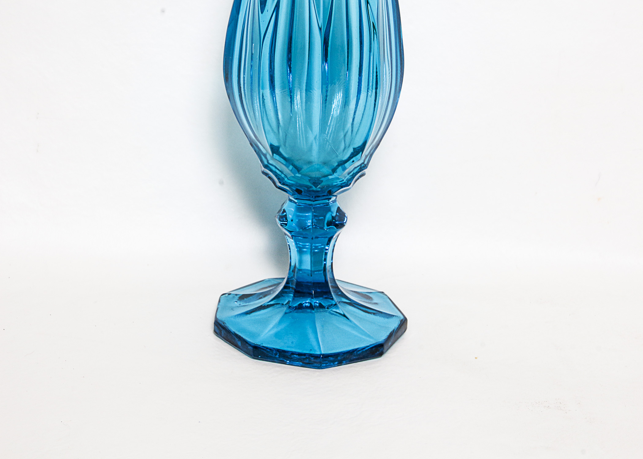 Tall White Glass Toyo Vase and Teal Toned Jagged Vase