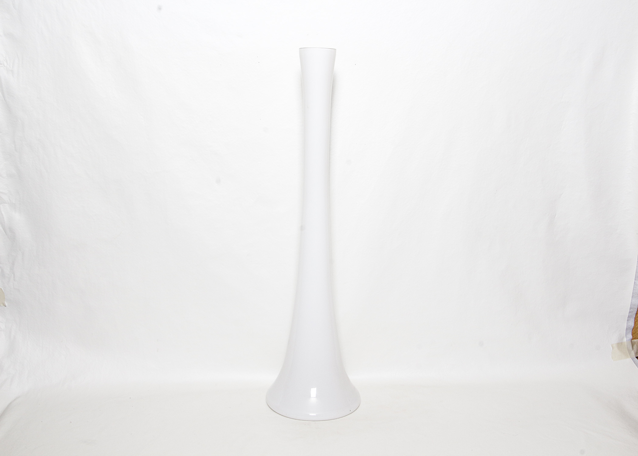 Tall White Glass Toyo Vase and Teal Toned Jagged Vase