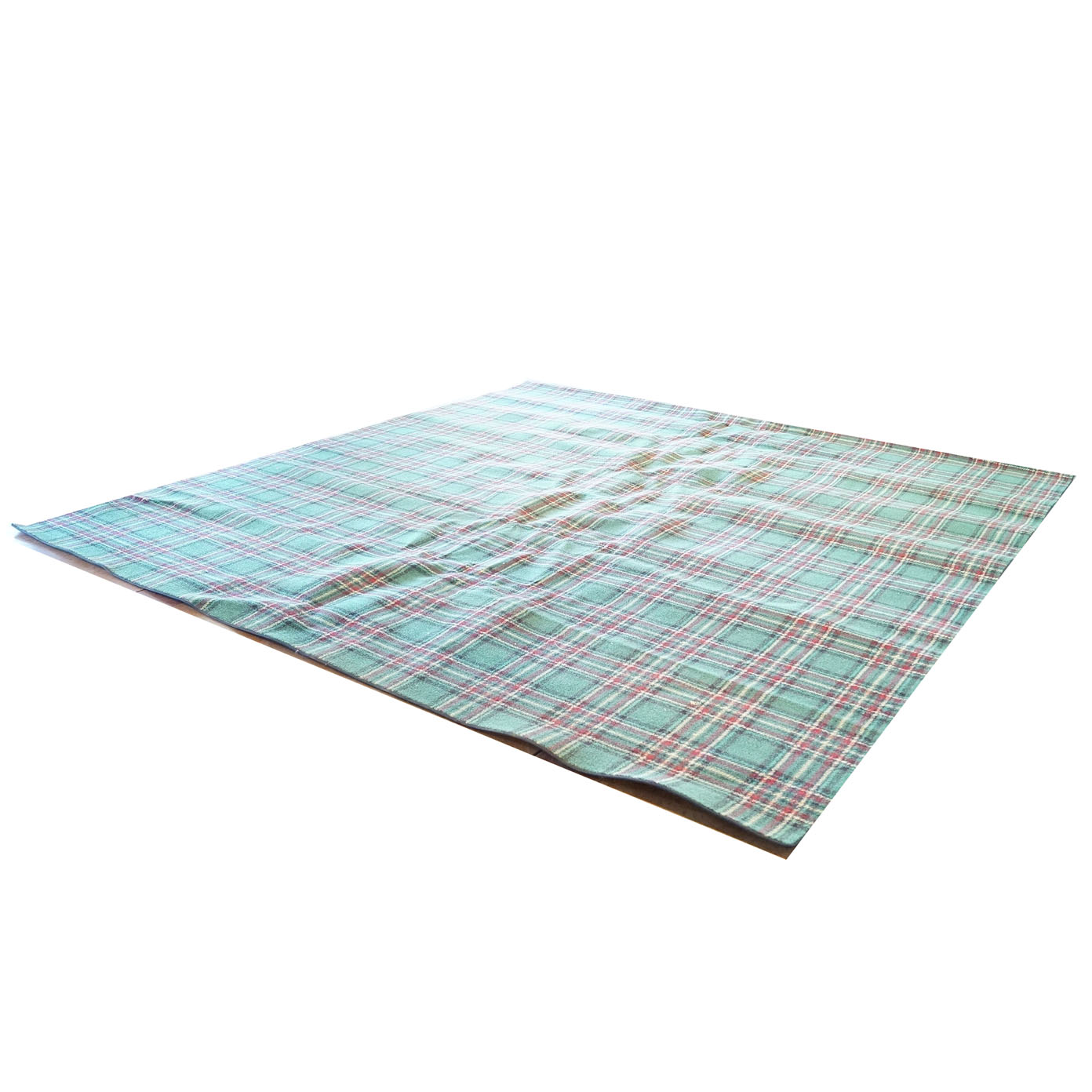 Green Plaid Wool Area Rug