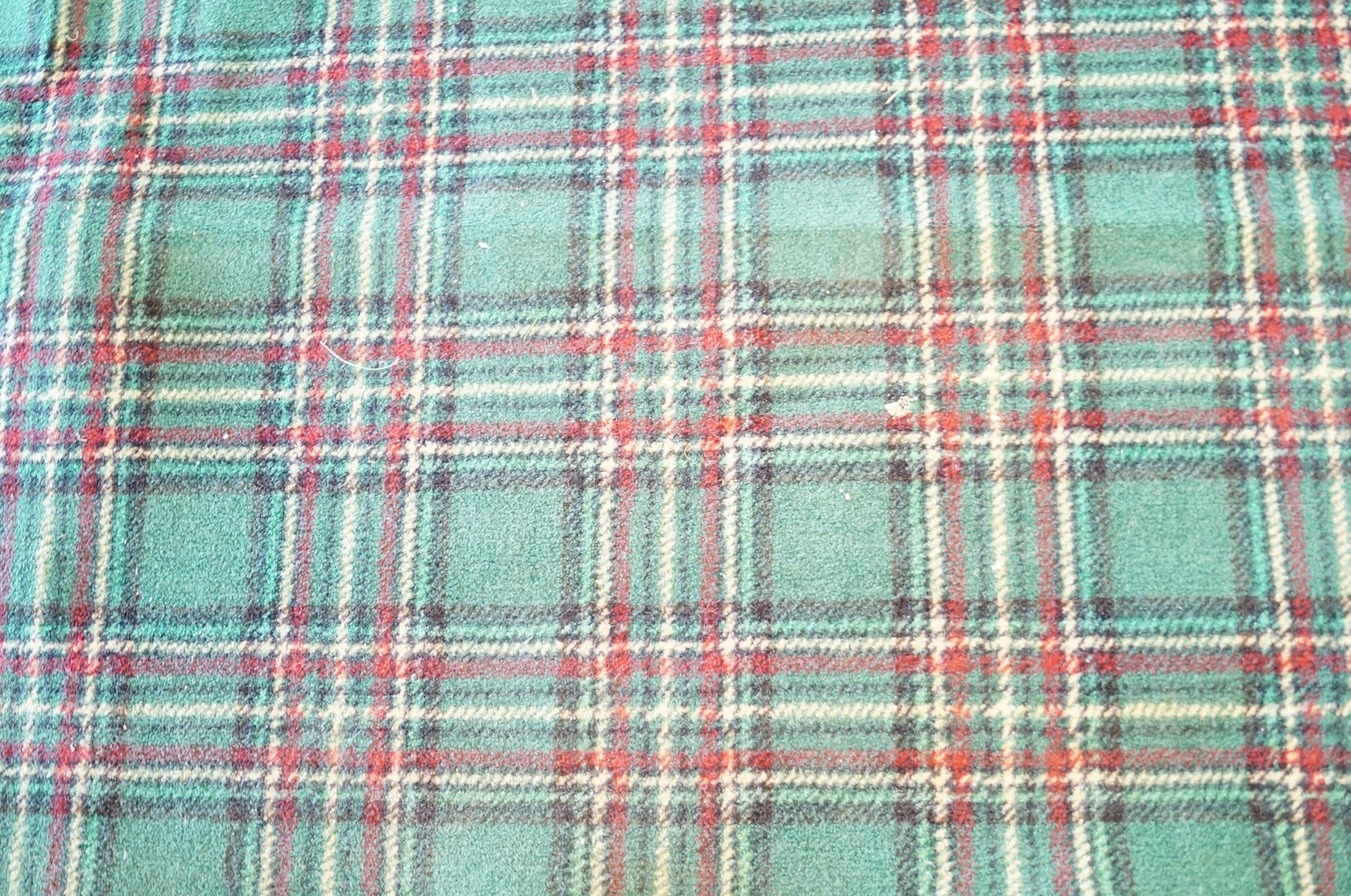 Green Plaid Wool Area Rug
