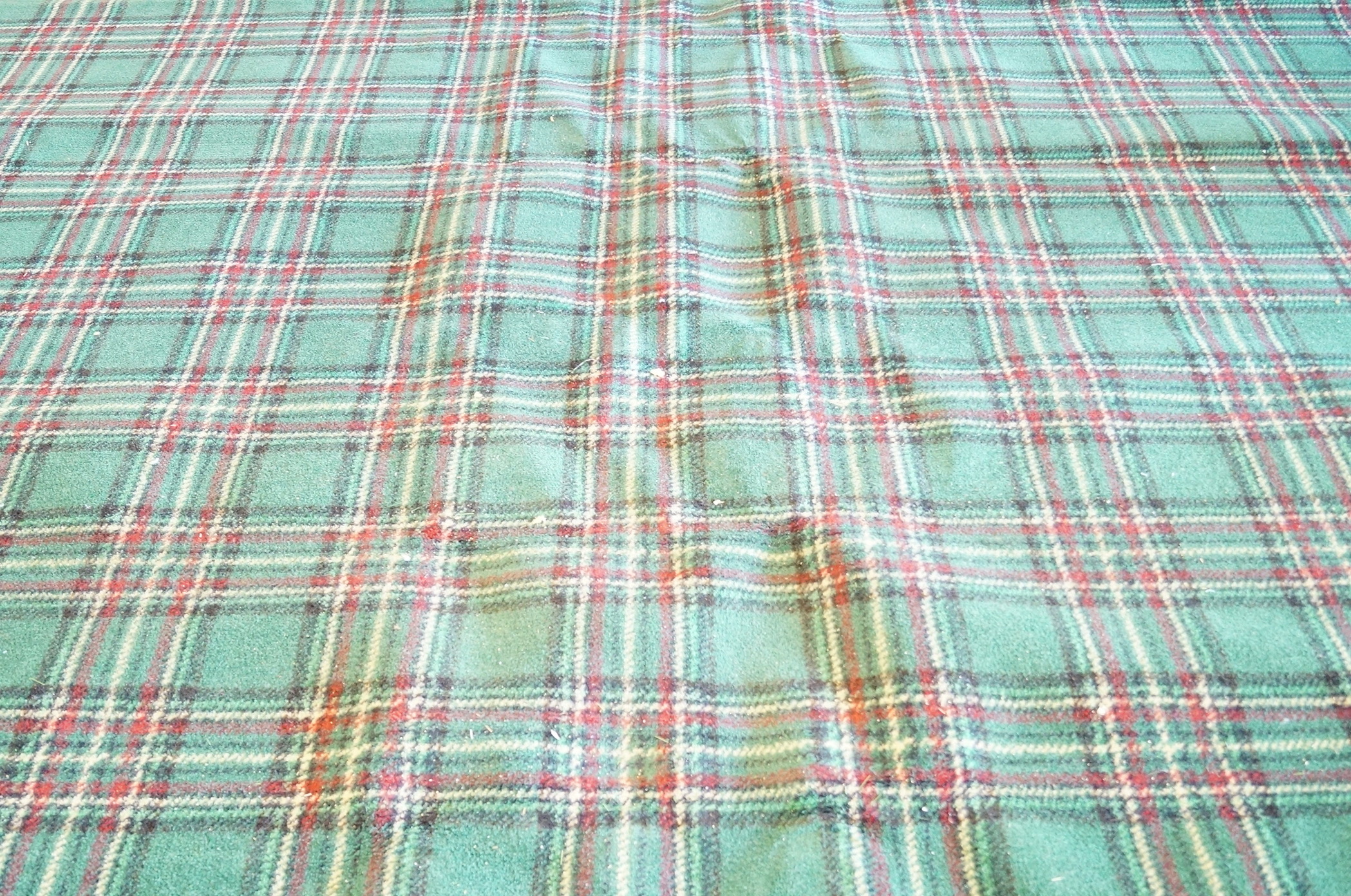 Green Plaid Wool Area Rug