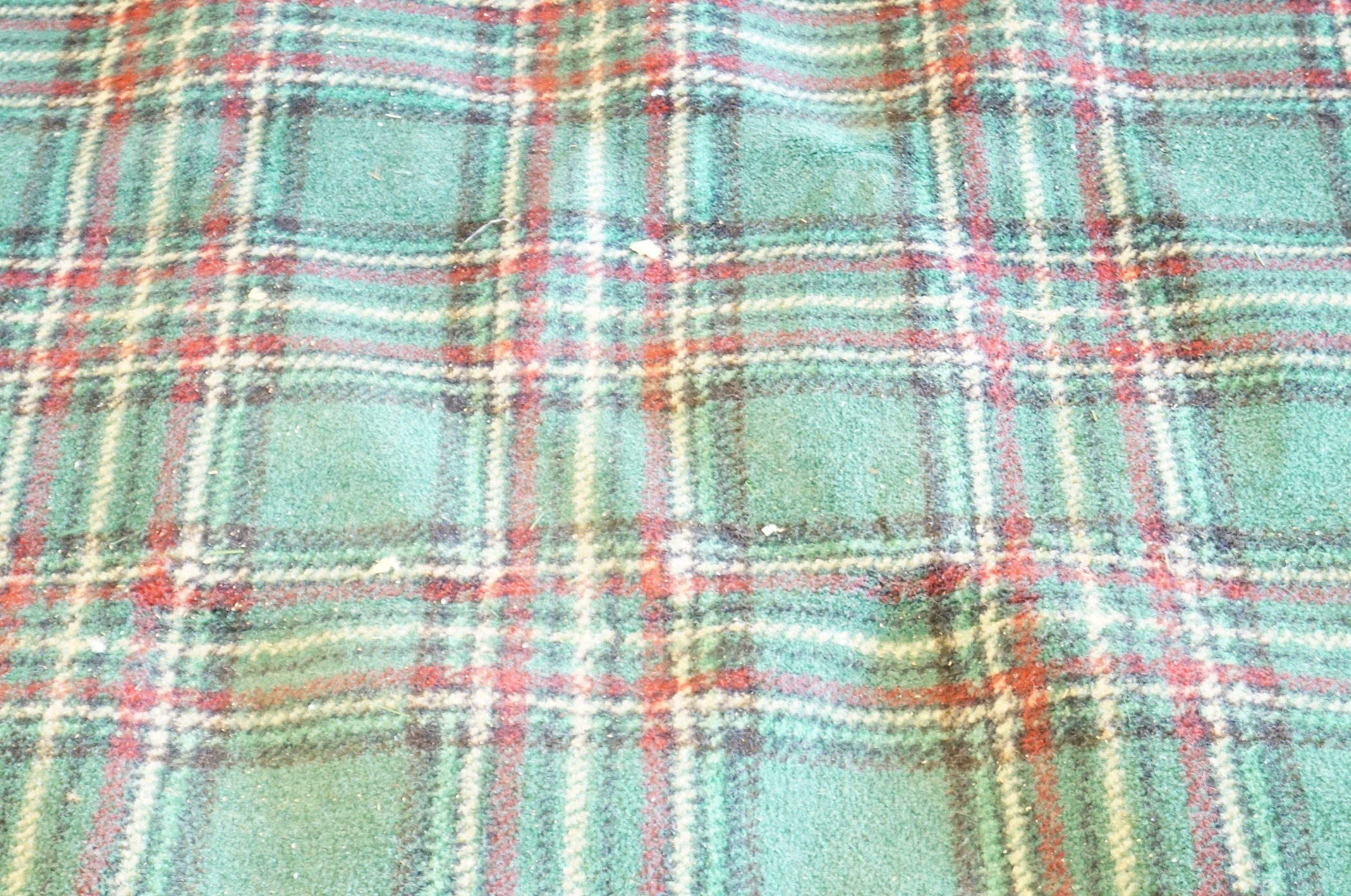 Green Plaid Wool Area Rug
