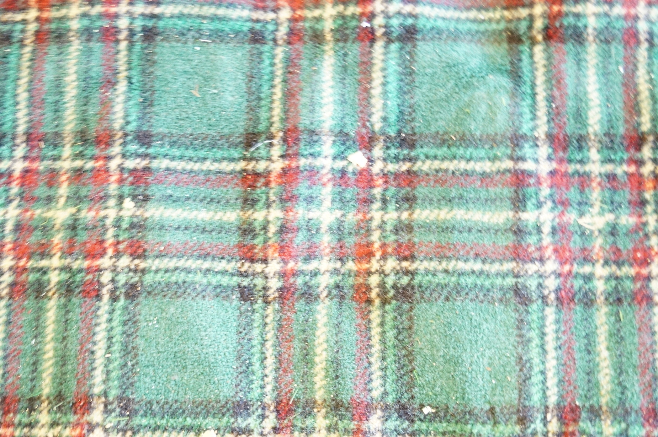Green Plaid Wool Area Rug
