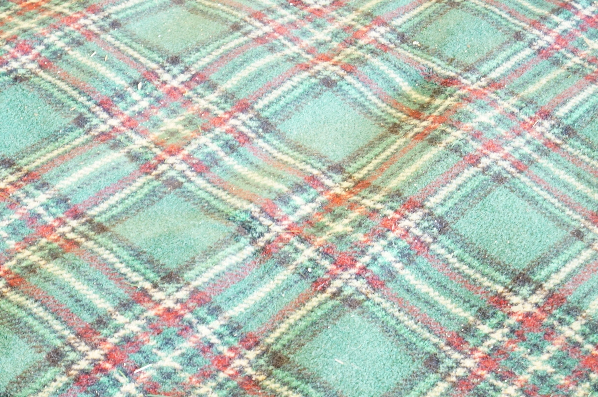 Green Plaid Wool Area Rug