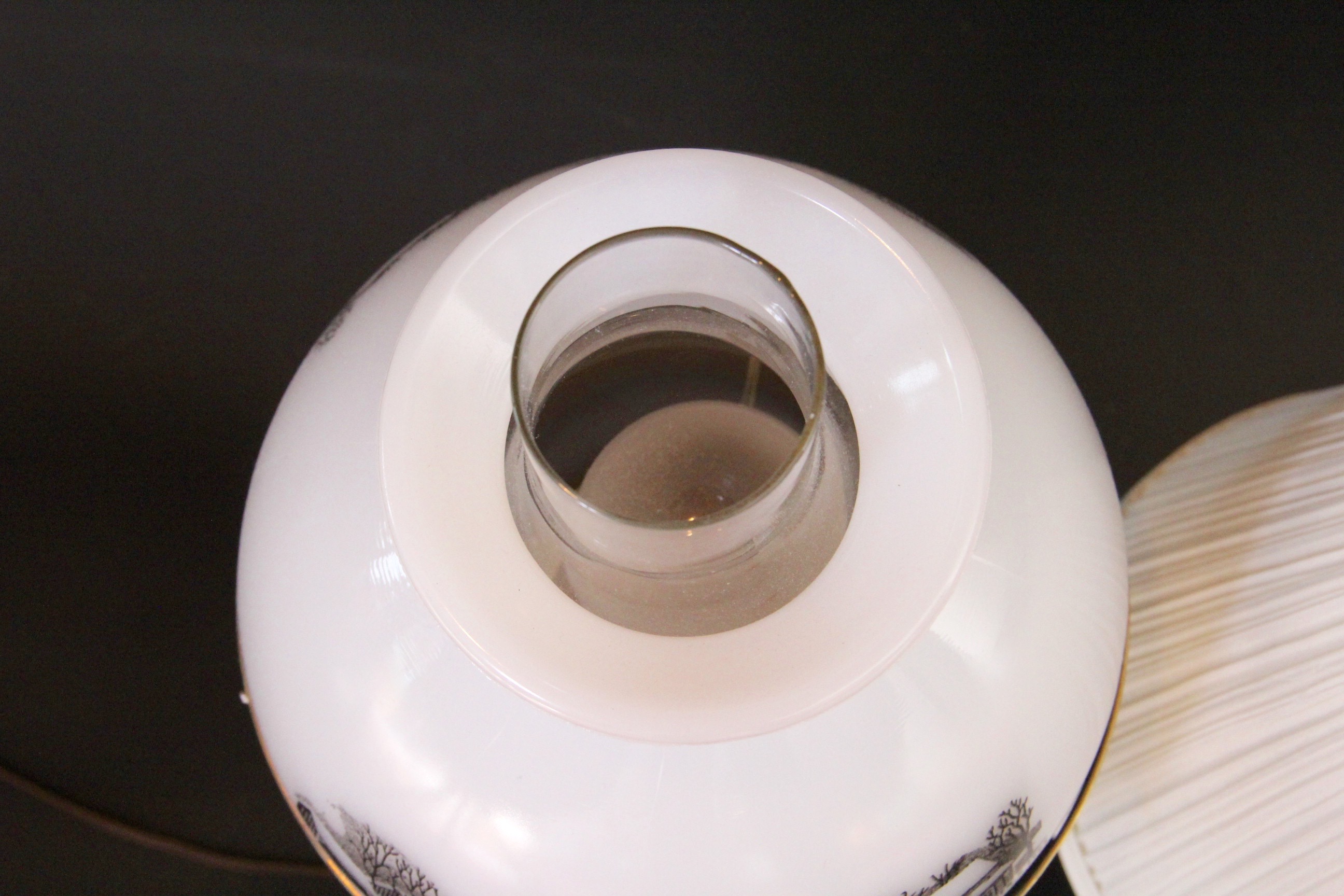 Pair of Vintage Desk Lamps, Featuring Iron Lamp and Milk Glass Shade