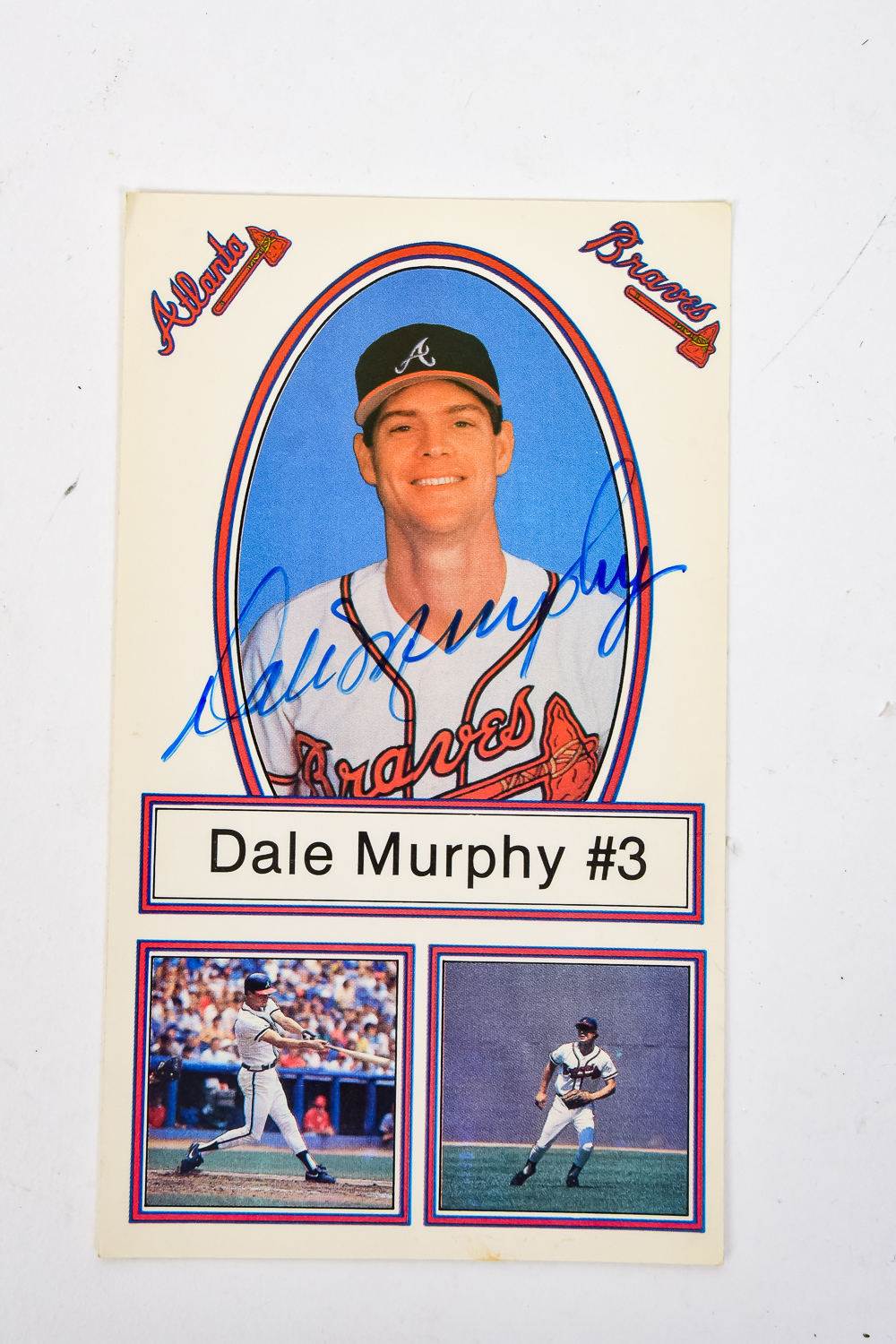 Dale Murphy Signed Picture Card, Joe Sebo photographer official Braves photographer