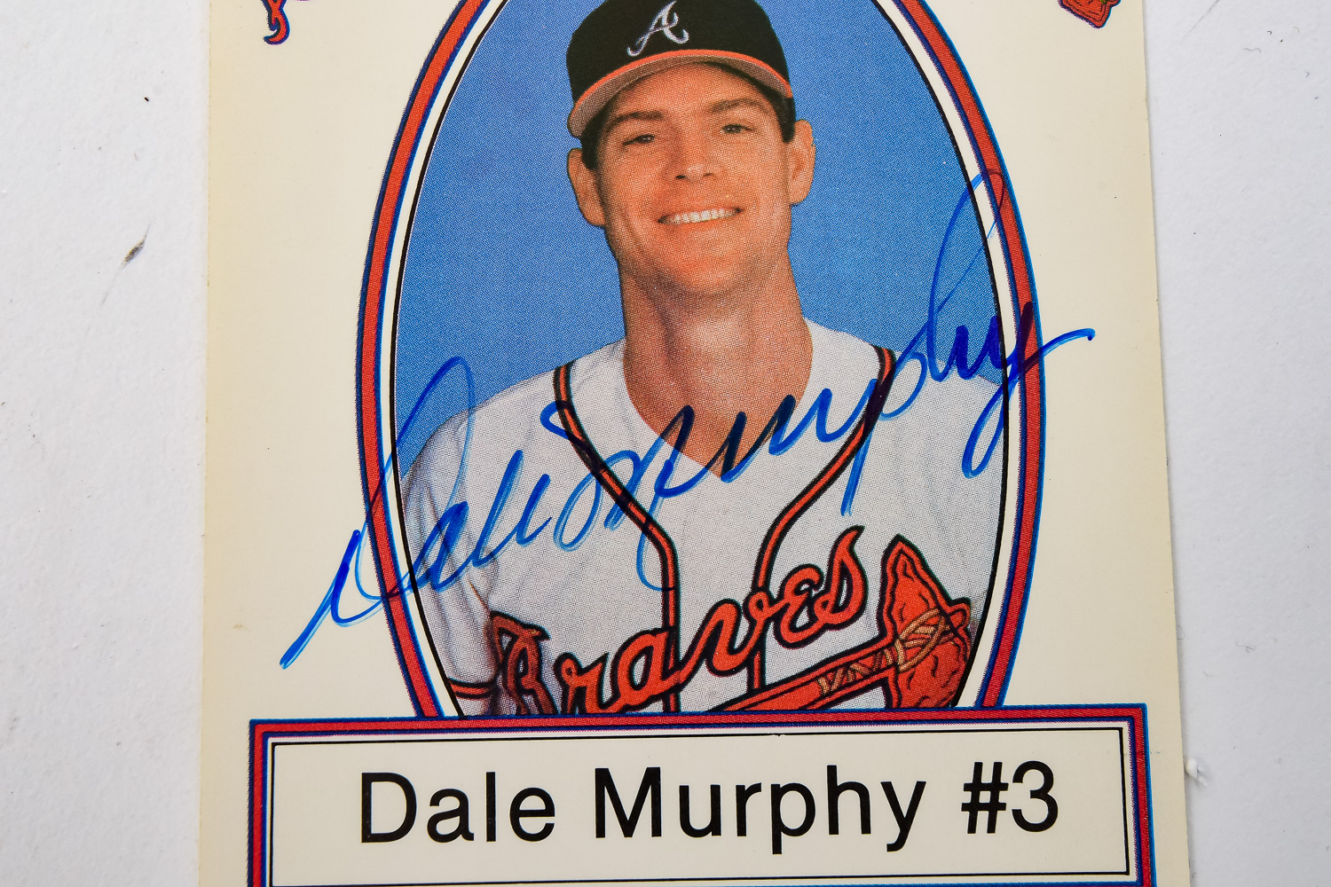 Dale Murphy Signed Picture Card, Joe Sebo photographer official Braves photographer