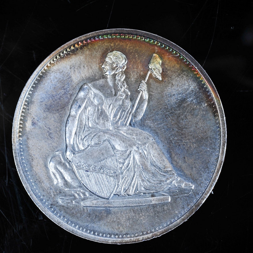 One Troy Ounce .999 Silver Seated Liberty Coin