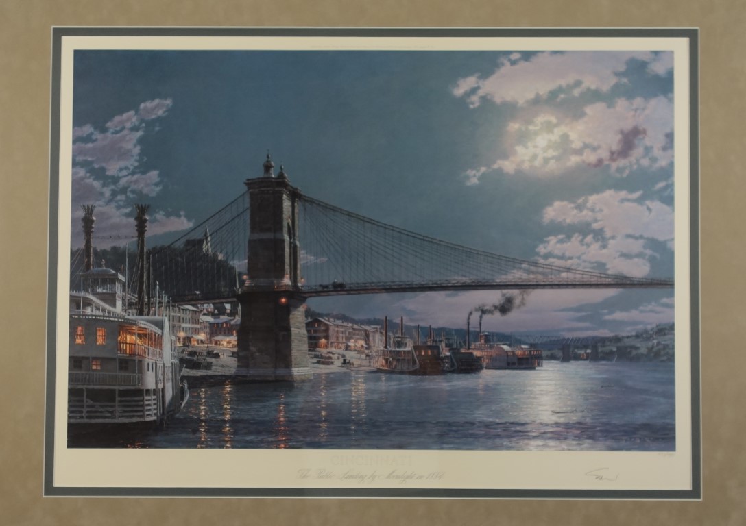 John Stobart "Cincinnati" The Public Landing By Moonlight in 1884