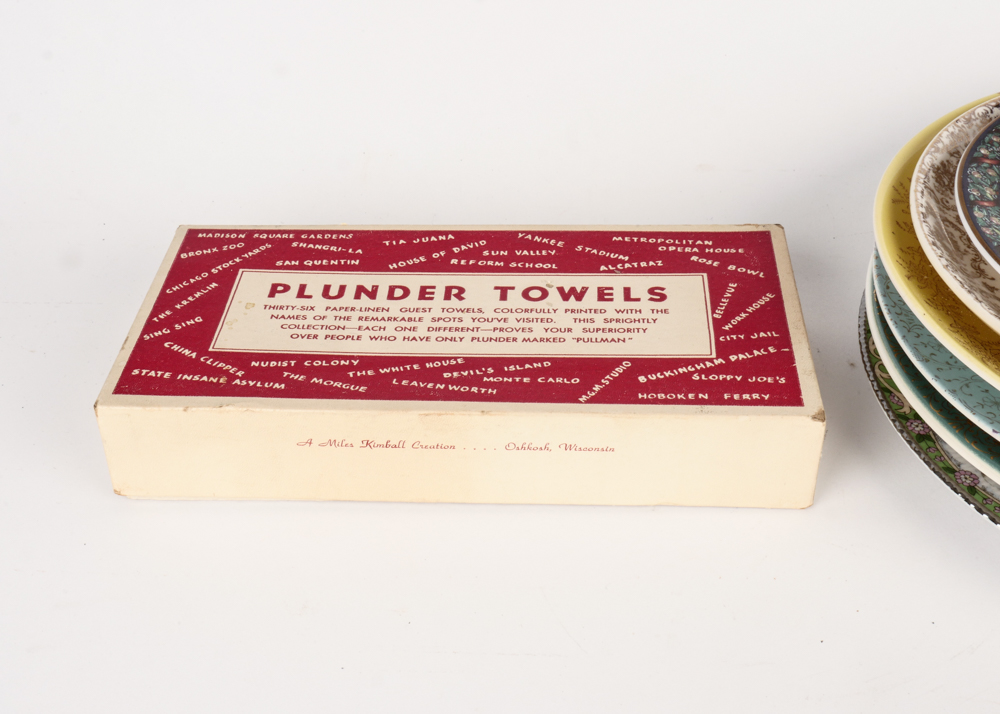 Vintage Souvenir Plates and Napkins