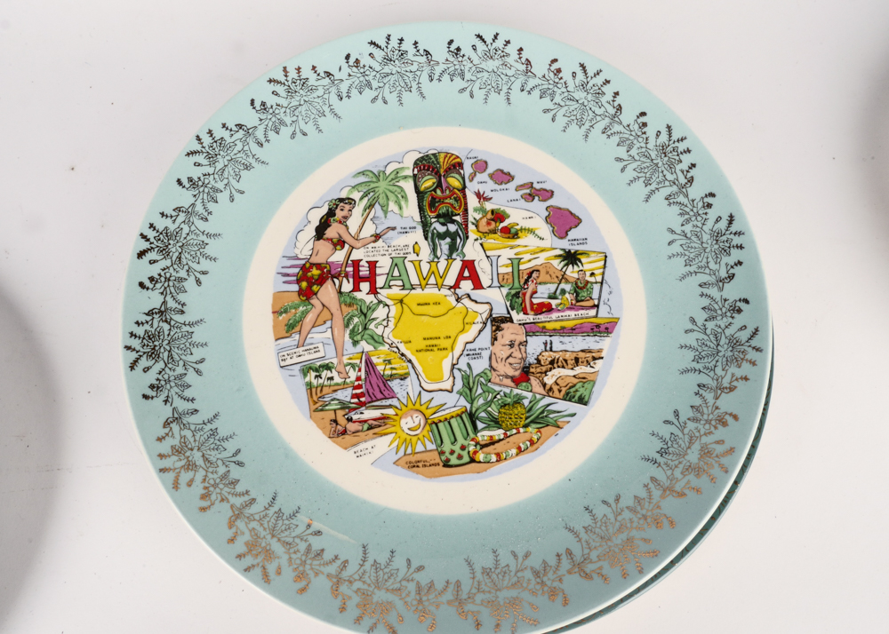 Vintage Souvenir Plates and Napkins