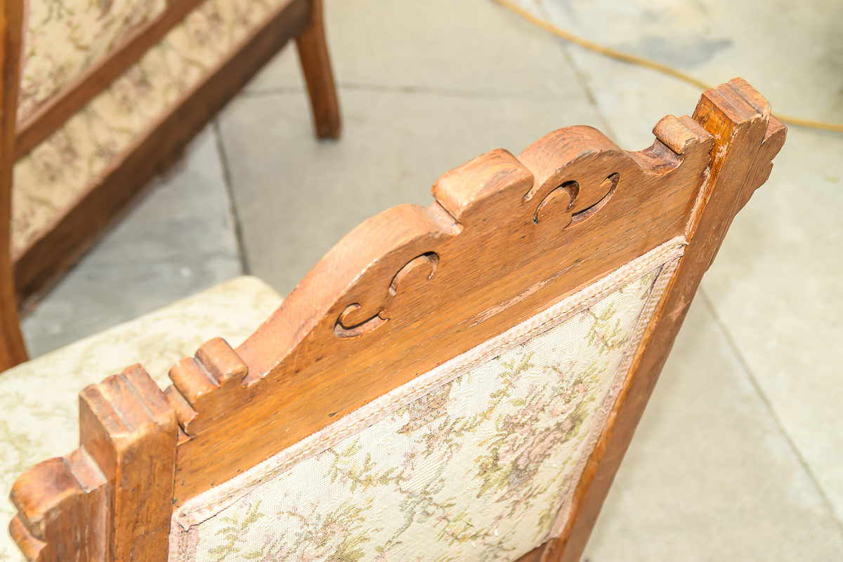 Victorian Eastlake Style Settee and Parlor Chair