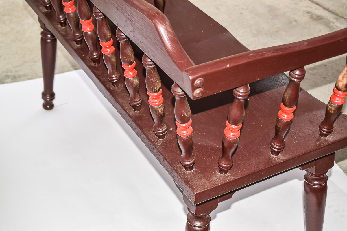 Vintage Tiered Bench with Pillow