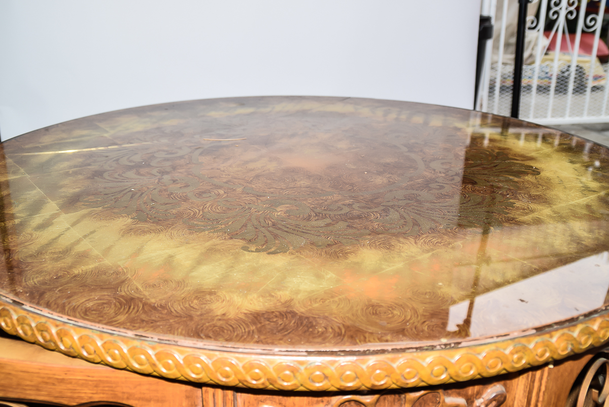 Vintage Round Wooden Curio Table