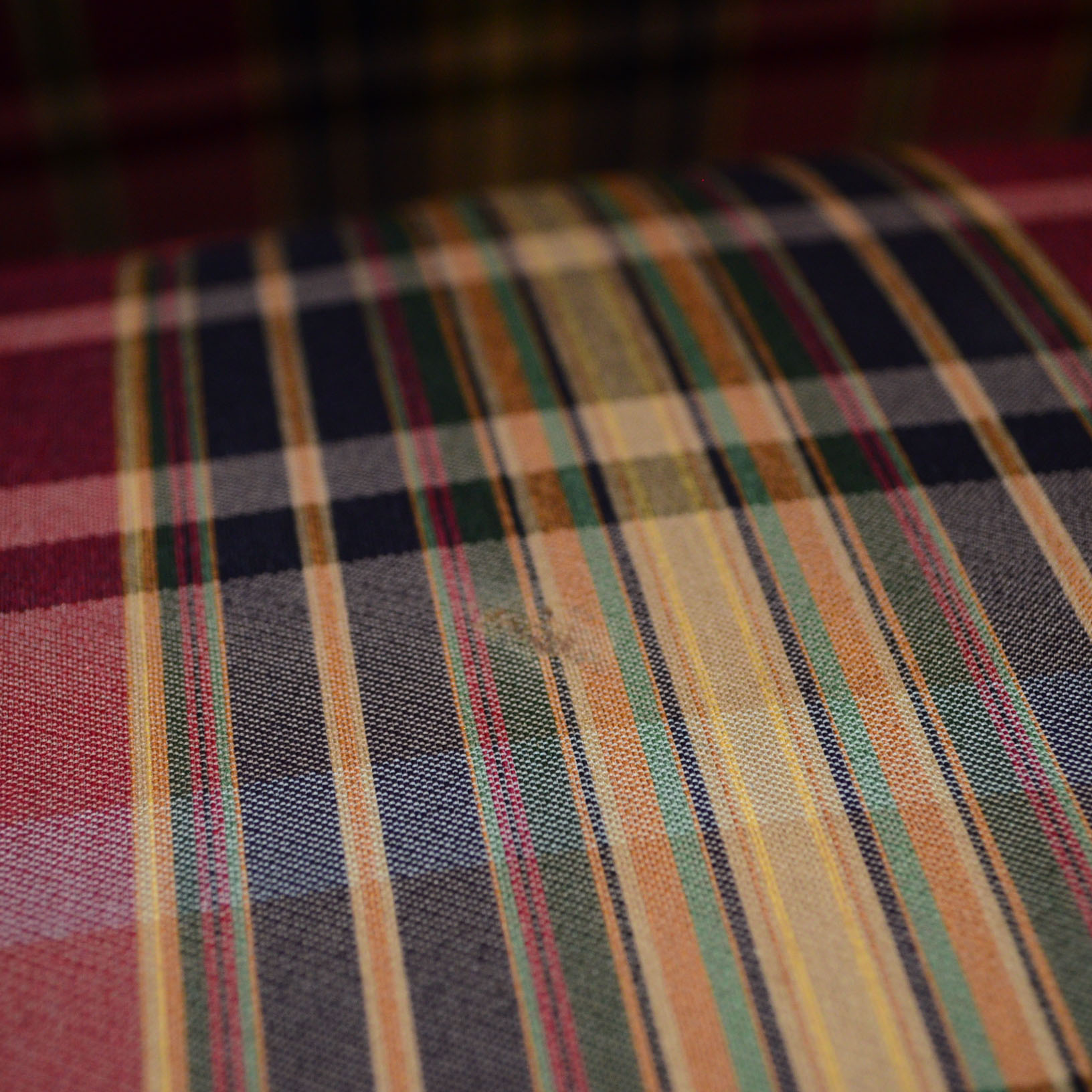 Plaid Upholstered Chair with Matching Ottoman